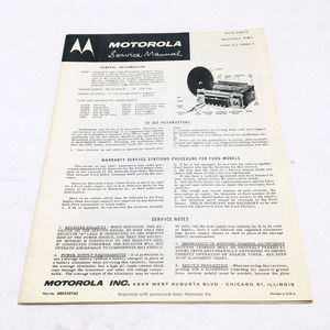 Motorola 1950's 79MS Ford FEJ-18806-C Auto Radio Service Manual U.S.A.
